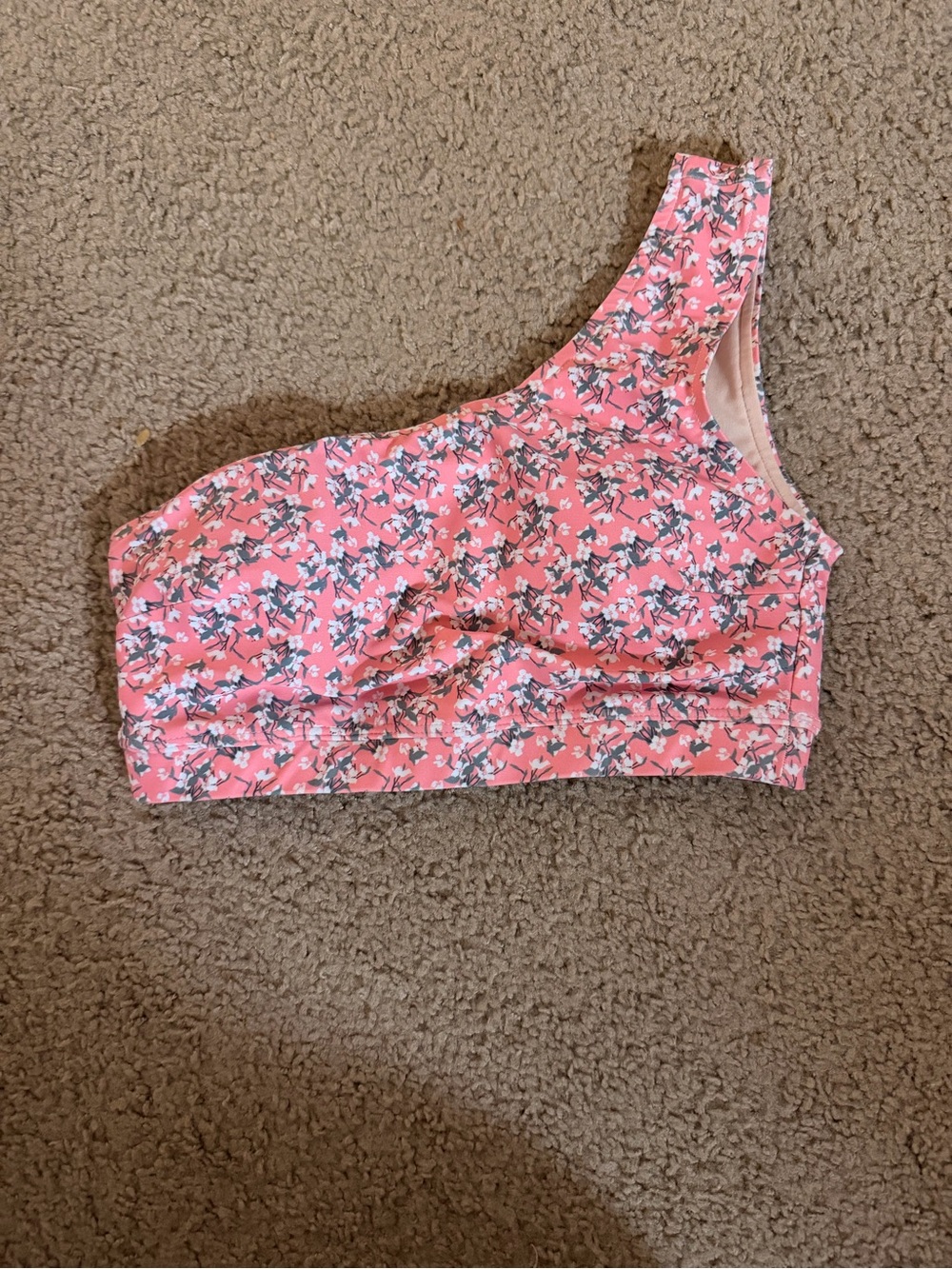 Albion One-Shoulder Pink Floral Swim Top